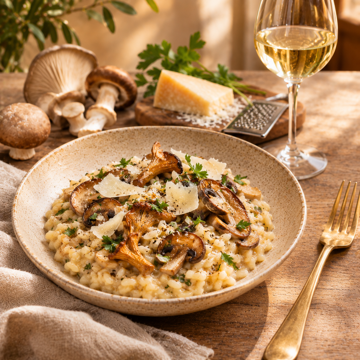 Risotto aux champignons et parmesan : la recette crémeuse