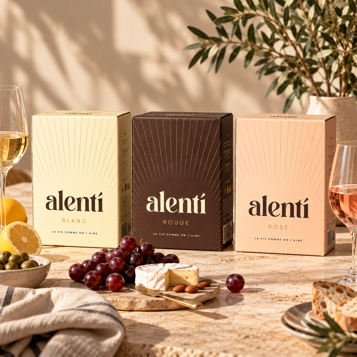 Les trois cubis Alentí : blanc, rouge et rosé